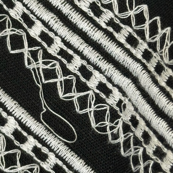 Strut & Bolt Boho Peasant Black Embroidered Linen Blend Midi Dress, Size S - Picture 14 of 16